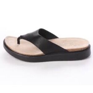 ECCO Women's Corksphere Thong Sandals in‎ black leather size 40/ 9-9.5